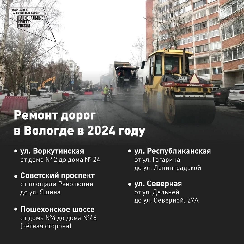 В Вологде сформировали список дорог для ремонта в 2024 году.